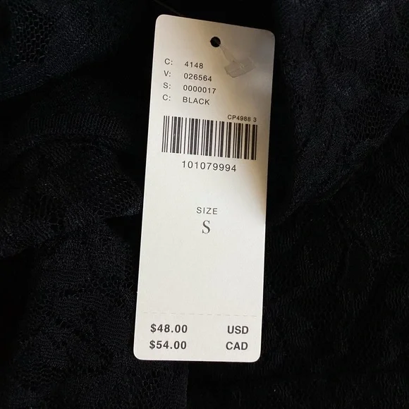 Anthropologie Crewneck Short-Sleeve Top Black Lace Tee NEW Small - Picture 13 of 15